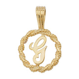 9ct Yellow Gold Rope Initial Pendant - E Bixby Jewellers