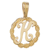 9ct Yellow Gold Rope Initial Pendant - E Bixby Jewellers