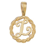 9ct Yellow Gold Rope Initial Pendant - E Bixby Jewellers