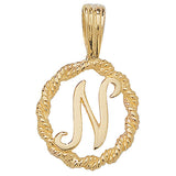 9ct Yellow Gold Rope Initial Pendant - E Bixby Jewellers