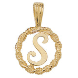 9ct Yellow Gold Rope Initial Pendant - E Bixby Jewellers
