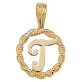 9ct Yellow Gold Rope Initial Pendant - E Bixby Jewellers