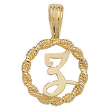 9ct Yellow Gold Rope Initial Pendant - E Bixby Jewellers
