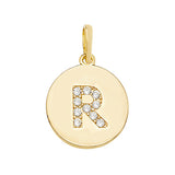 9ct Yellow Gold Round CZ Initial Pendant - E Bixby Jewellers