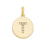 9ct Yellow Gold Round CZ Initial Pendant - E Bixby Jewellers