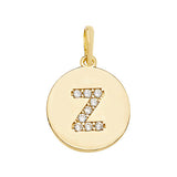 9ct Yellow Gold Round CZ Initial Pendant - E Bixby Jewellers
