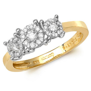 9ct Yellow Gold Diamond Brilliant Range 3 Stone Ring - E Bixby Jewellers