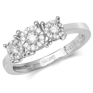 9ct White Gold Diamond Brilliant Range 3 Stone Ring - E Bixby Jewellers