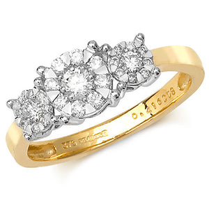 9ct Yellow Gold Diamond Brilliant Range 3 Stone Ring - E Bixby Jewellers