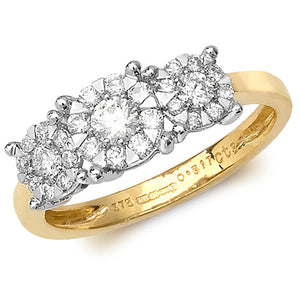 9ct Yellow Gold Diamond Brilliant Range 3 Stone Ring - E Bixby Jewellers