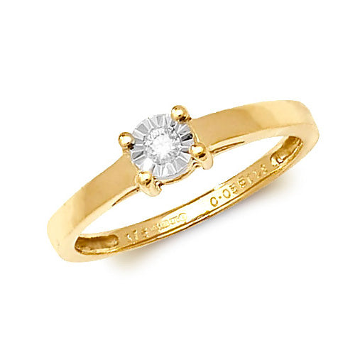 9ct Yellow Gold Solitaire Illusion Plate Ring - E Bixby Jewellers