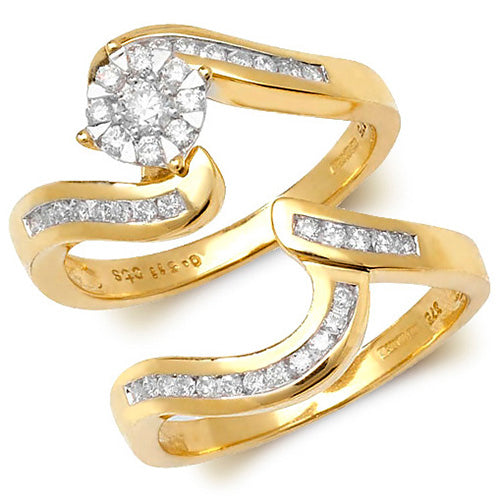 9ct Yellow Gold Diamond Wave Ring Set - E Bixby Jewellers