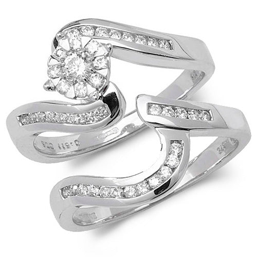 9ct White Gold Diamond Wave Ring Set - E Bixby Jewellers