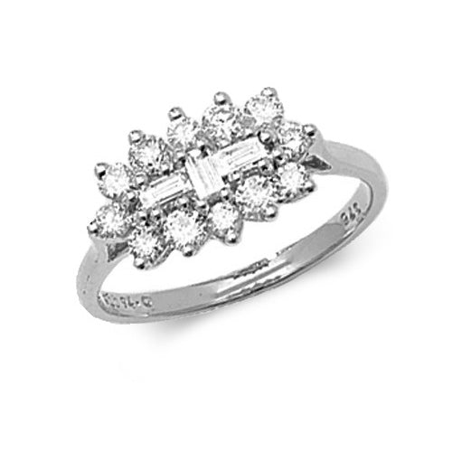 9ct White Gold Diamond RD/BG Cluster Ring - E Bixby Jewellers