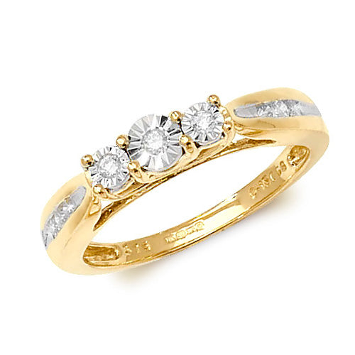 9ct Yellow Gold Diamond 3 Stone Ring - E Bixby Jewellers