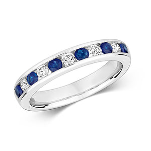 9ct White Gold Diamond & Sapphire Eternity Ring - E Bixby Jewellers