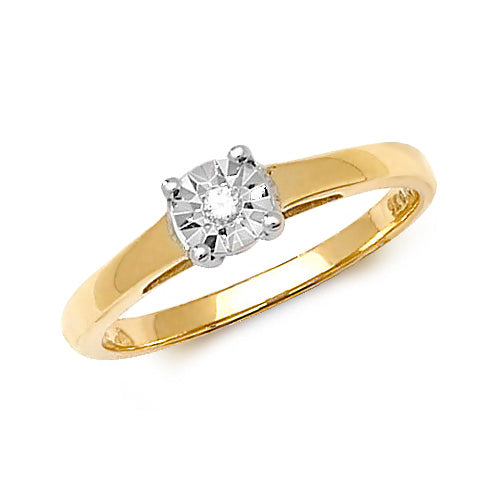 9ct Yellow Gold Illusion Set Solitaire Ring - E Bixby Jewellers