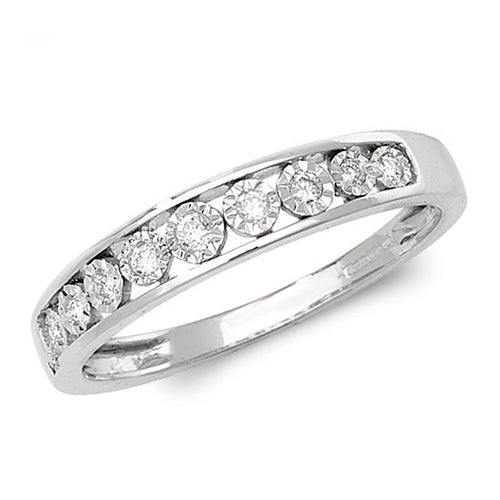 9ct White Gold Diamond 1/2 Eternity Illusion Set Ring - E Bixby Jewellers