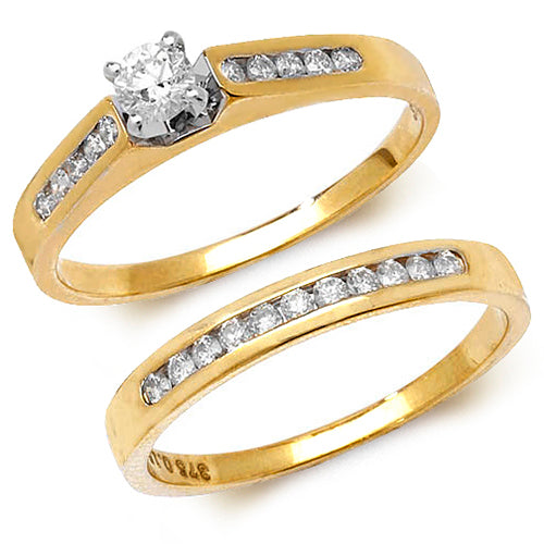 9ct Yellow Gold Diamond Bridal Ring Set - E Bixby Jewellers