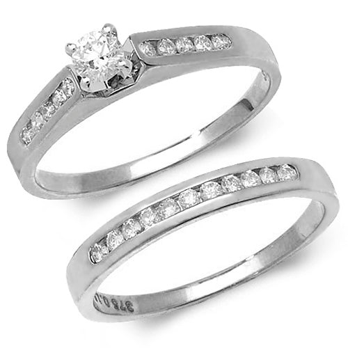 9ct White Gold Diamond Bridal Ring Set - E Bixby Jewellers