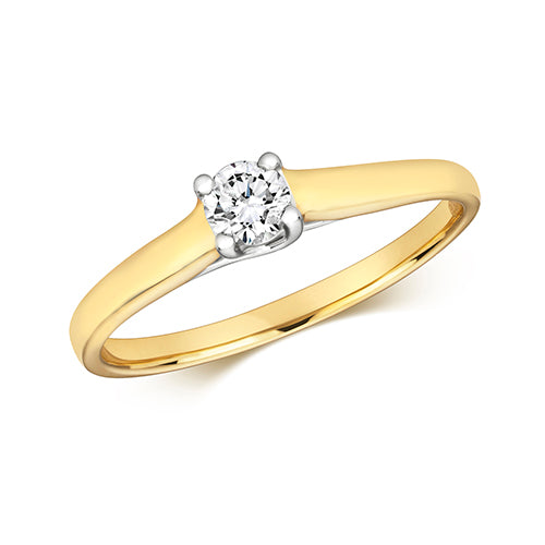 9ct Yellow Gold Diamond Crossover Solitaire Ring - E Bixby Jewellers