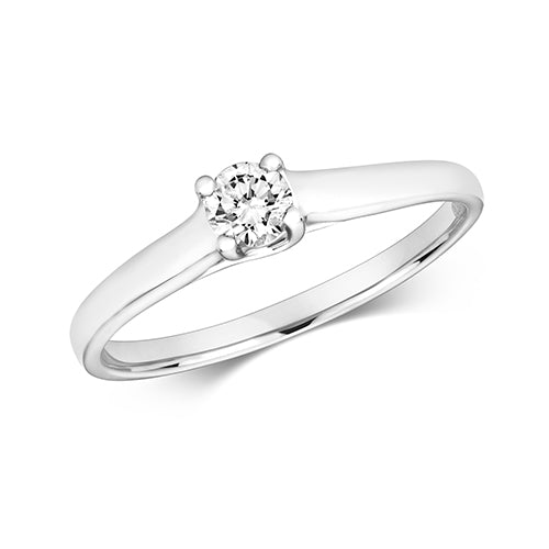 9ct White Gold Diamond Crossover Solitaire Ring - E Bixby Jewellers