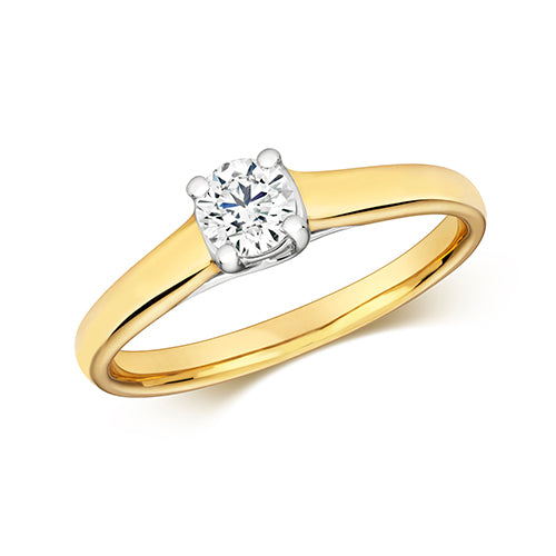 9ct Yellow Gold Diamond Crossover Solitaire Ring - E Bixby Jewellers