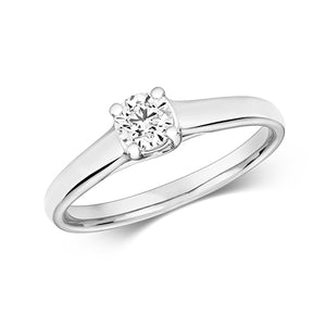 9ct White Gold Diamond Crossover Solitaire Ring - E Bixby Jewellers