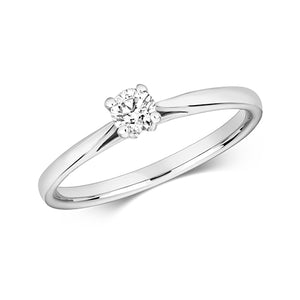 9ct White Gold Diamond 4 Claw Solitaire Ring - E Bixby Jewellers