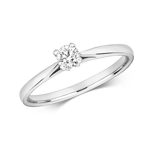 9ct White Gold Diamond 4 Claw Solitaire Ring - E Bixby Jewellers