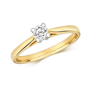 9ct Yellow Gold Diamond 4 Claw Solitaire Ring - E Bixby Jewellers