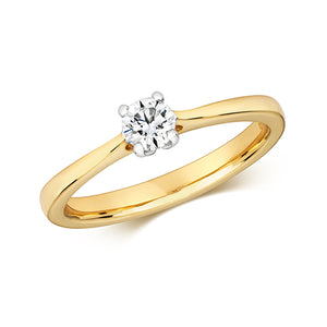9ct Yellow Gold Diamond 4 Claw Solitaire Ring - E Bixby Jewellers
