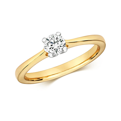 9ct Yellow Gold Diamond 4 Claw Solitaire Ring - E Bixby Jewellers
