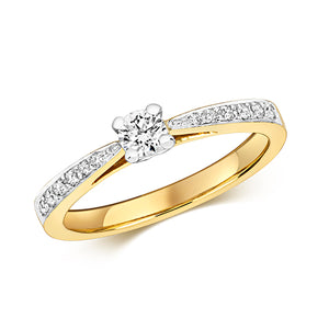 9ct White Gold Diamond Set Shoulder Solitaire Ring - E Bixby Jewellers