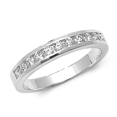 18ct White Gold 11 Stone Diamond 1/2 Eternity Ring - E Bixby Jewellers