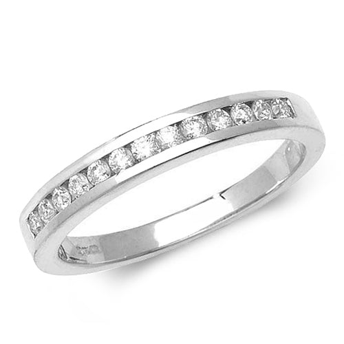 18ct White Gold Diamond 1/2 Eternity Channel Set Ring - E Bixby Jewellers