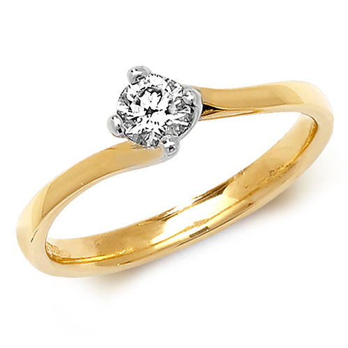 18ct Yellow Gold Diamond Twist Solitaire Ring - E Bixby Jewellers
