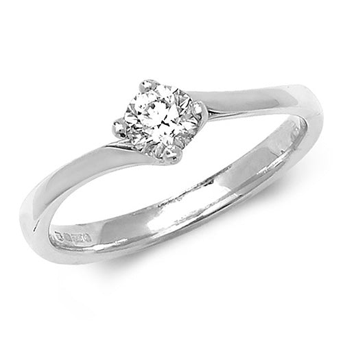 18ct White Gold Diamond Twist Solitaire Ring - E Bixby Jewellers