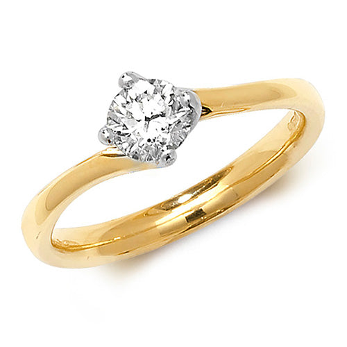 18ct Yellow Gold Diamond Twist Solitaire Ring - E Bixby Jewellers