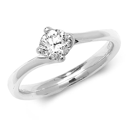 18ct White Gold Diamond Twist Solitaire Ring - E Bixby Jewellers