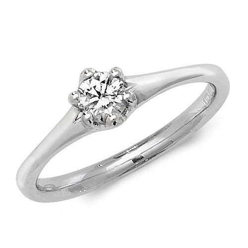 18ct White Gold Diamond 6 Claw Solitaire Ring - E Bixby Jewellers