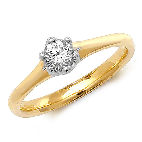 18ct Yellow Gold Diamond 6 Claw Solitaire Ring - E Bixby Jewellers