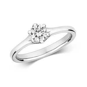 18ct White Gold Diamond 6 Claw Solitaire Ring - E Bixby Jewellers