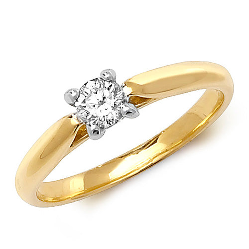 18ct Yellow Gold Diamond 4 Claw Solitaire Ring - E Bixby Jewellers