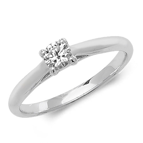 18ct White Gold Diamond 4 Claw Solitaire Ring - E Bixby Jewellers