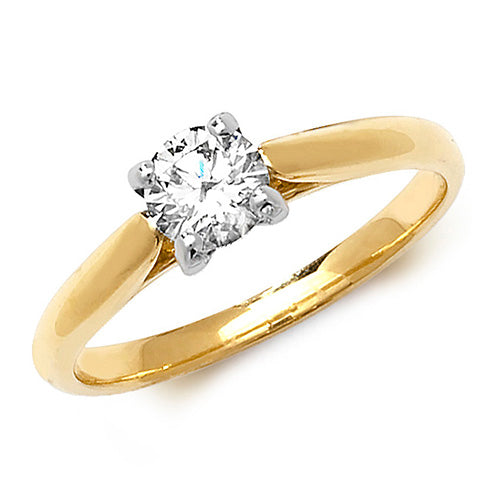 18ct Yellow Gold Diamond 4 Claw Solitaire Ring - E Bixby Jewellers