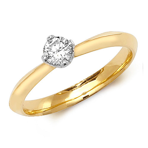 18ct Yellow Gold Diamond 4 Claw Solitaire Ring - E Bixby Jewellers