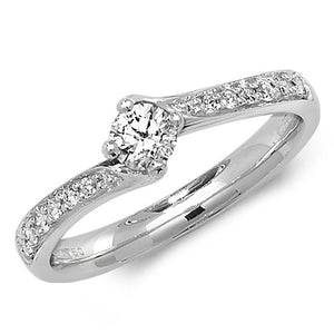 18ct White Gold Diamond Shoulder Set Ring - E Bixby Jewellers