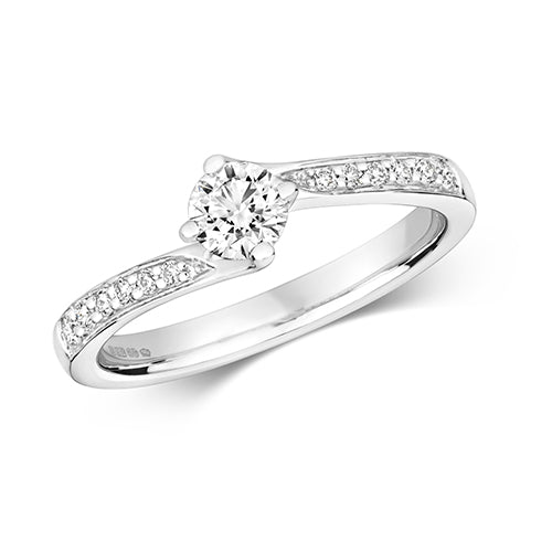 18ct White Gold Diamond Shoulder Set Ring - E Bixby Jewellers