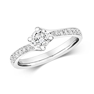 18ct White Gold Diamond Set Shoulder Ring - E Bixby Jewellers
